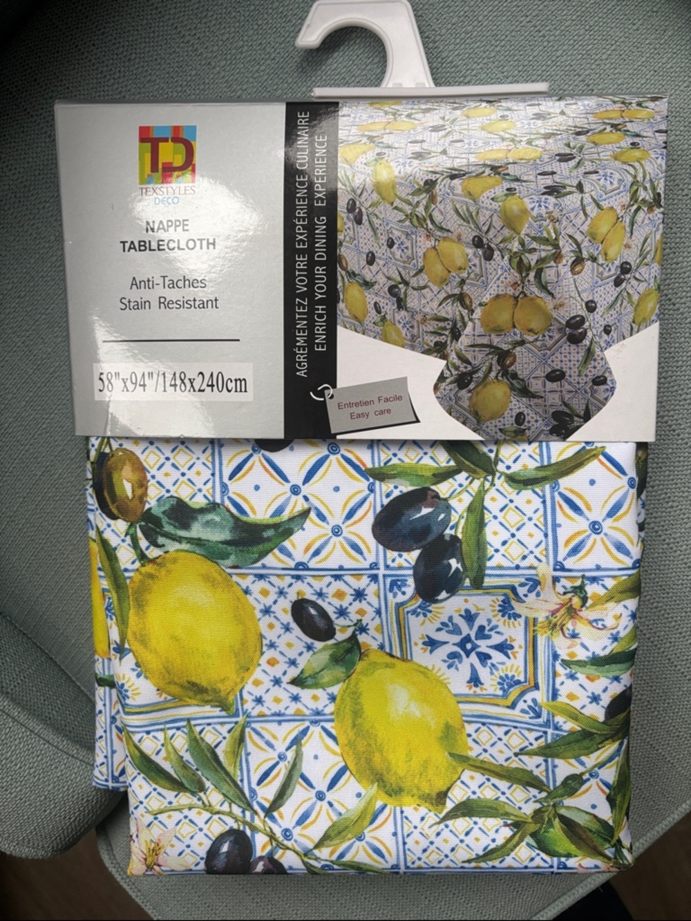 Texstyles Deco Lemon & Olive Tile Print Tablecloth